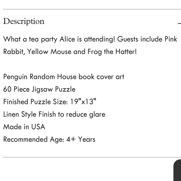 New York Puzzle Company “Alice’s Tea Party”  Puzzle - 60 Piece - Picture 8 of 9